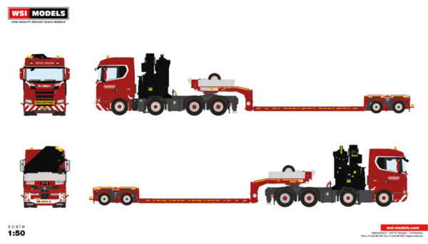 Nooteboom Red Line; SCANIA R NORMAL CR20N 8X4 NOOTEBOOM EURO-PX LOW LOADER - 2 AXLE + PALFINGER PK 150002 SH WITH JIB